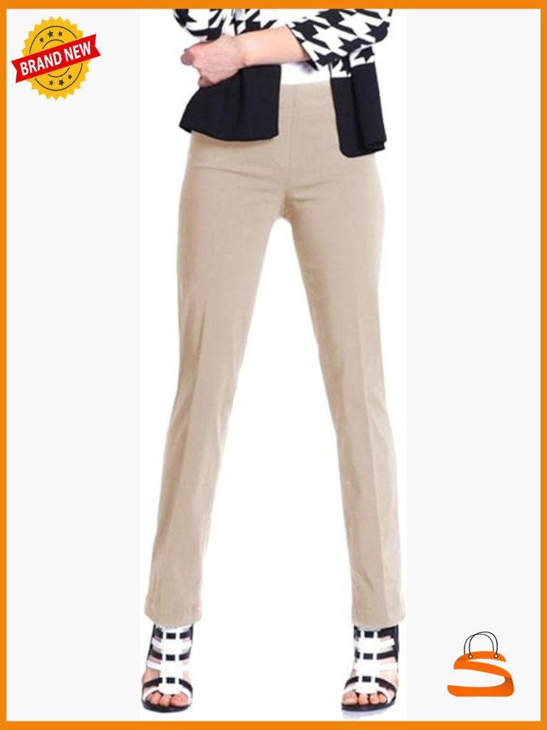 Slimming Tummy Control Relaxed Leg Pull-On Pants High Rise Straight